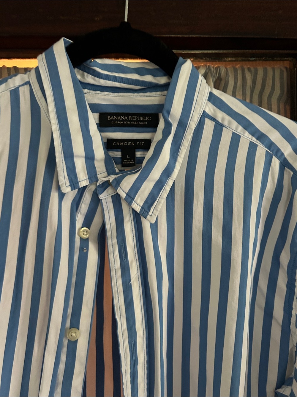 Banana Republic Blue and White Striped Dress Shirt - Picture 2 of 4